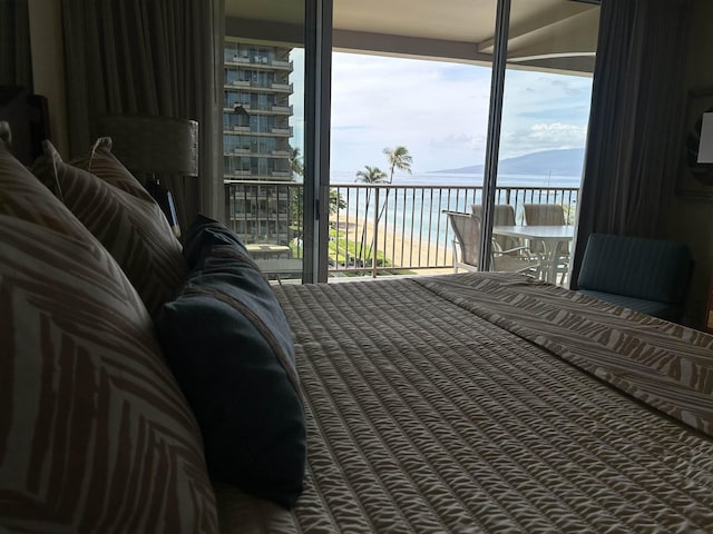 bedroom with a water view