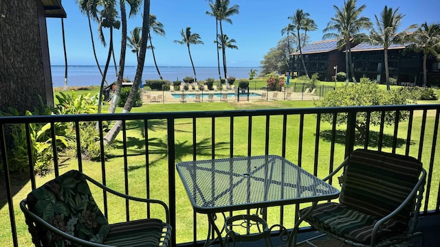 balcony with a water view