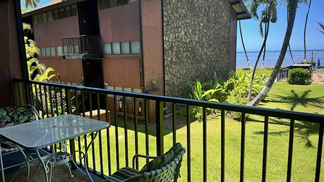 balcony with a water view