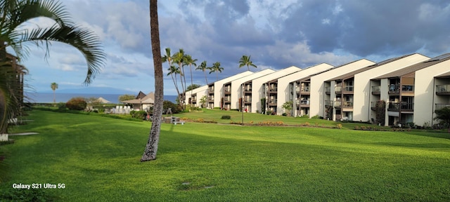 view of property's community featuring a yard