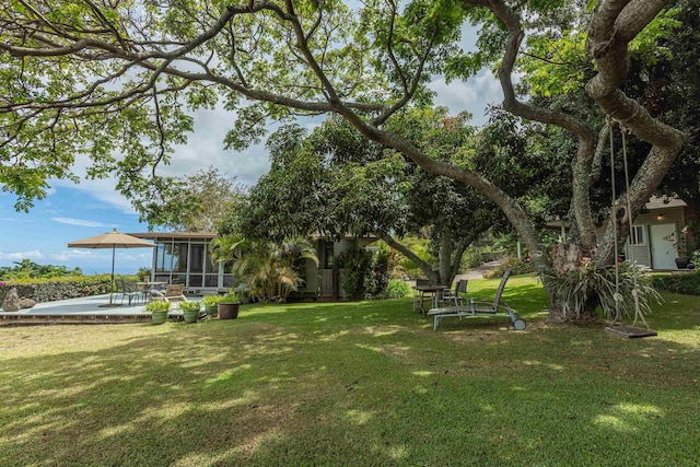 1195 Omaopio Rd Unit A, Kula, HI 96790 - view of green lawn featuring a sunroom and a patio