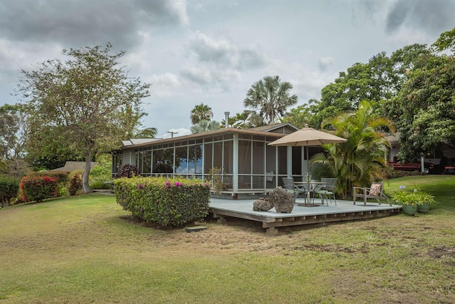 1195 Omaopio Rd Unit A, Kula, HI 96790 - back of house featuring a sunroom, a yard, and a deck