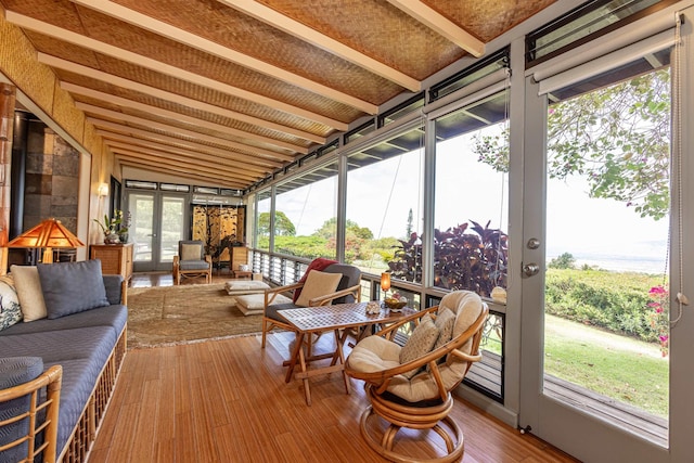 1195 Omaopio Rd Unit A, Kula, HI 96790 - sunroom with french doors and vaulted ceiling