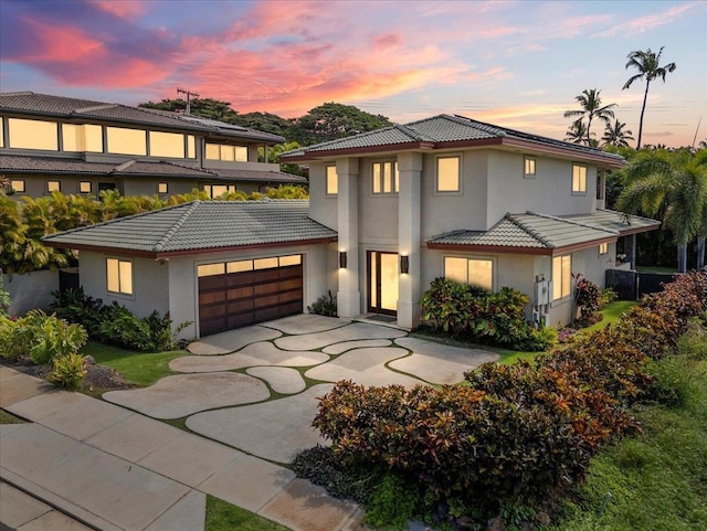 view of front of house with a garage