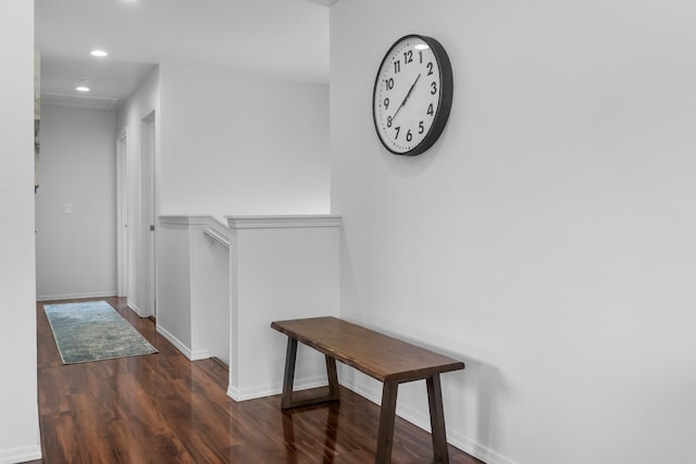 corridor featuring dark hardwood / wood-style floors