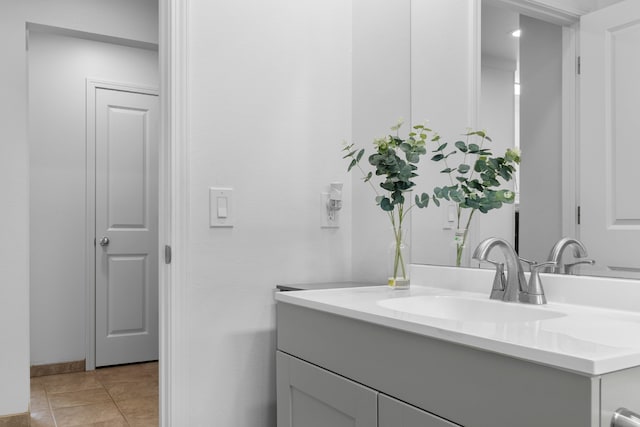 bathroom with vanity and tile patterned flooring