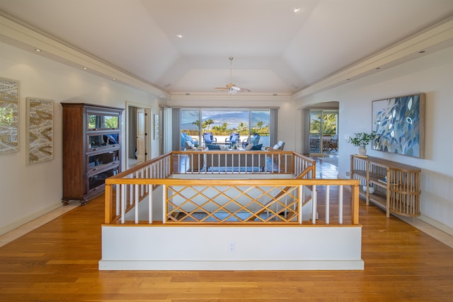 interior space featuring lofted ceiling and wood-type flooring