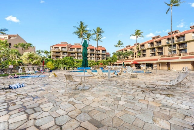 view of pool featuring a patio