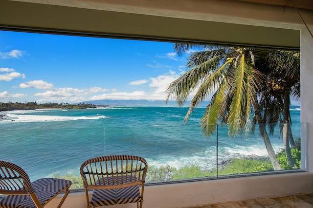 view of water feature featuring a view of the beach