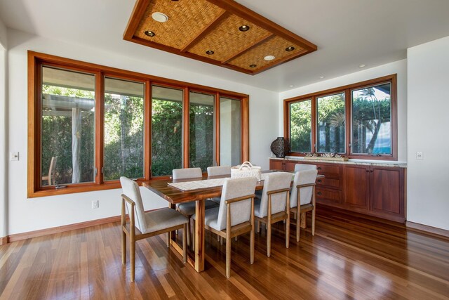 dining space featuring dark hardwood / wood-style flooring