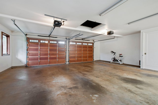 garage with a garage door opener