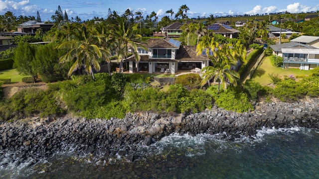 bird's eye view featuring a water view