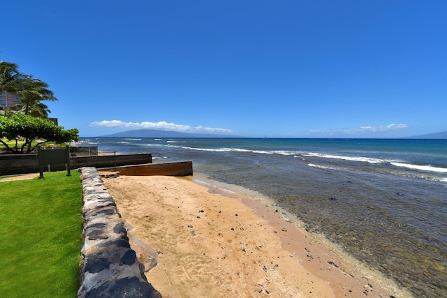 view of water feature featuring a view of the beach