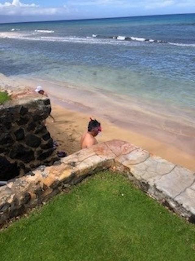 property view of water featuring a view of the beach