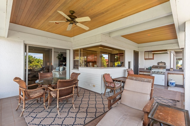 4000 Wailea Alanui Dr Unit 1904, Kihei, HI 96753 - view of patio with an outdoor kitchen, outdoor dining area, ceiling fan, and grilling area