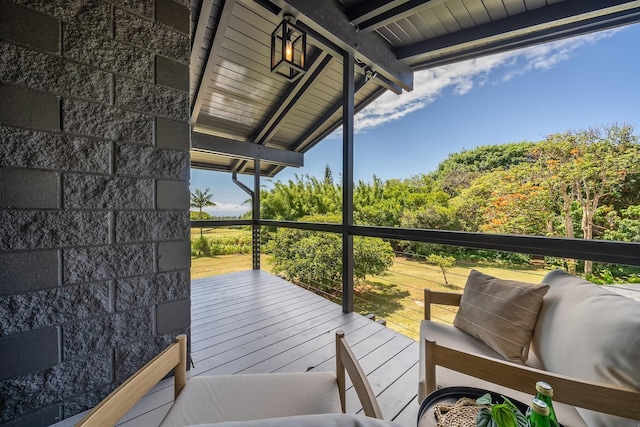 965 Hog Back Rd Unit 1, Haiku, HI 96708 - view of wooden terrace