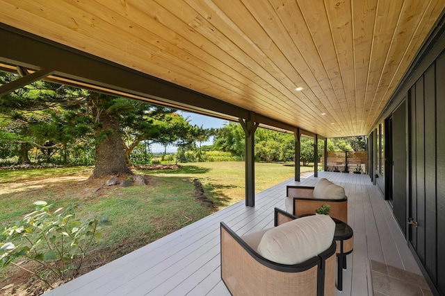 965 Hog Back Rd Unit 1, Haiku, HI 96708 - deck with a lawn