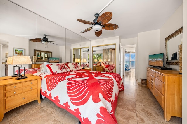 bedroom featuring ceiling fan