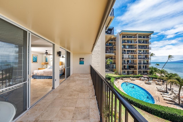 balcony with a water view