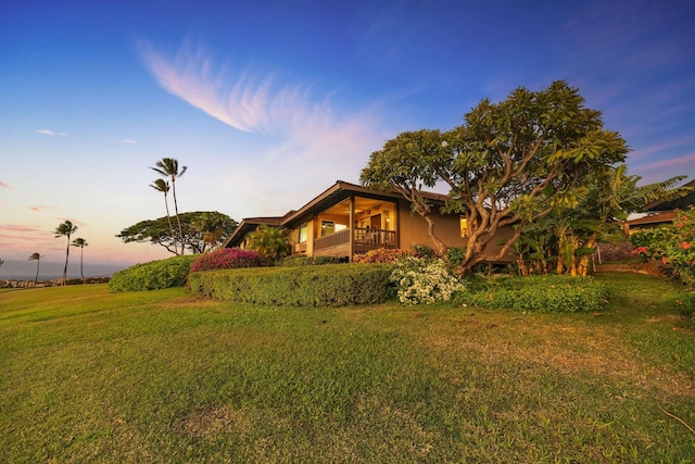 exterior space featuring a yard