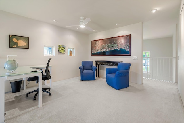 3950 Kalai Waa St Unit R 103, Kihei, HI 96753 - carpeted office space featuring a ceiling fan and recessed lighting