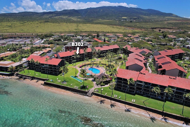 aerial view featuring a mountain view