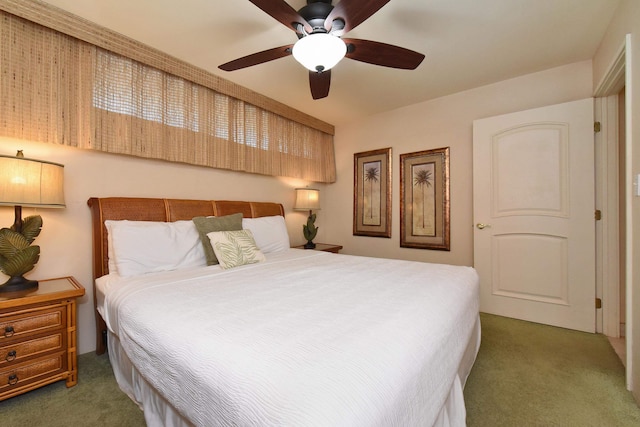 bedroom featuring carpet flooring and ceiling fan