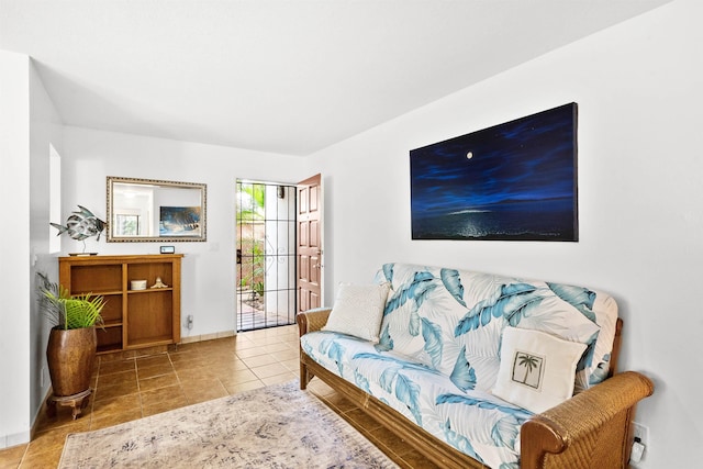 living area with light tile patterned flooring