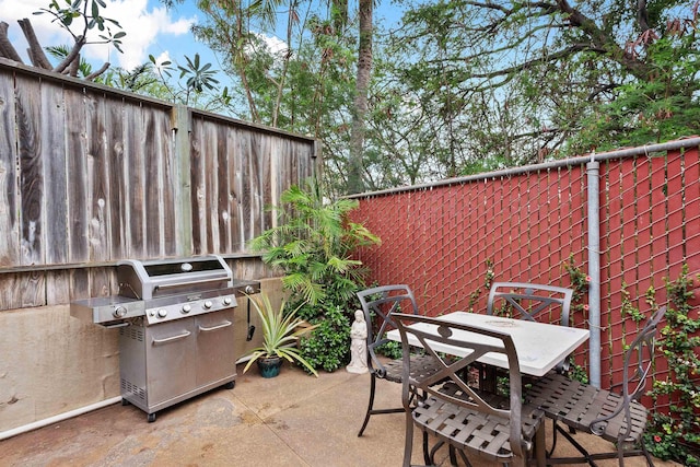 view of patio / terrace with a grill