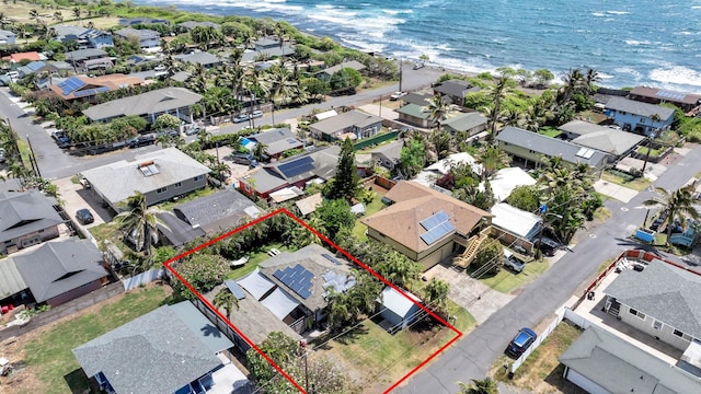 610 Kailana St, Wailuku, HI 96793 - aerial view of residential area featuring property parcel outlined and a large body of water