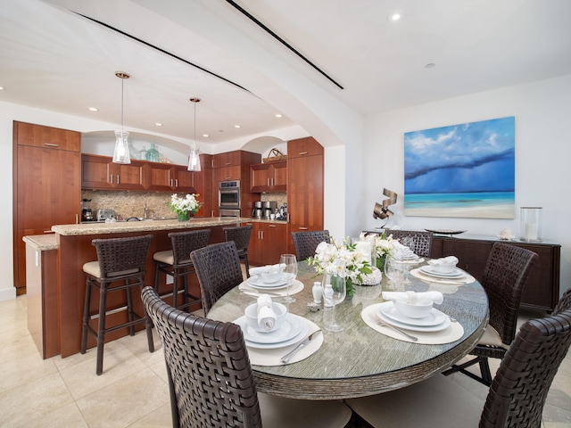 view of tiled dining space