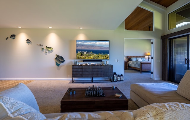 living room with carpet floors