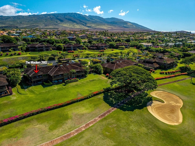 birds eye view of property featuring a mountain view