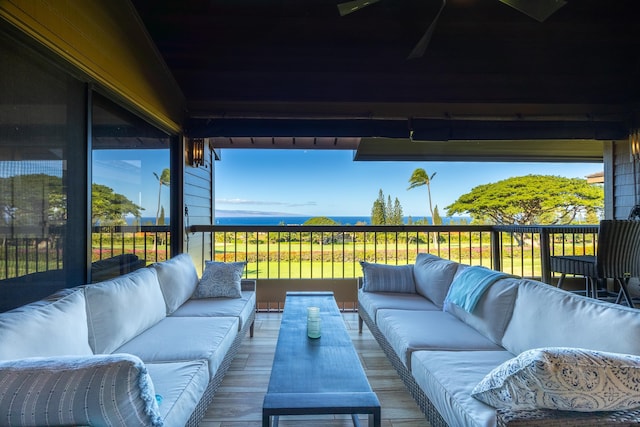 deck with an outdoor hangout area