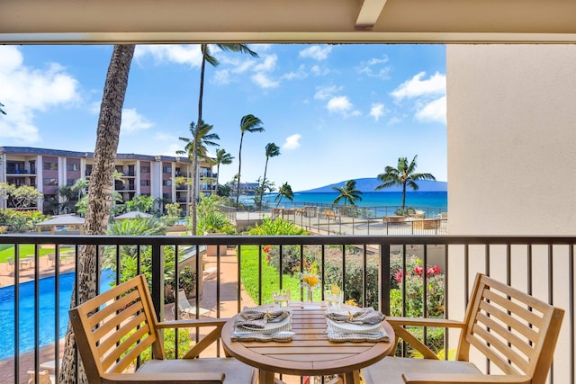 balcony with a water view