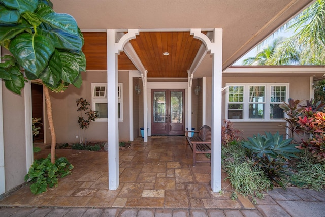 view of exterior entry with french doors