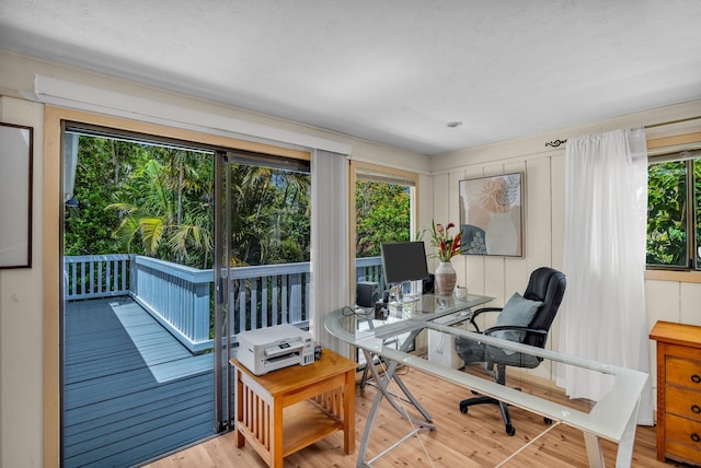 office space featuring wood finished floors