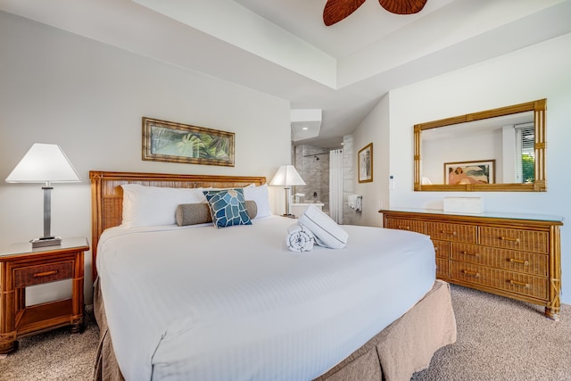 bedroom with carpet flooring and ceiling fan