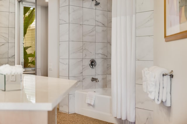 bathroom with shower / tub combo with curtain