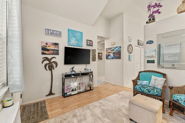 sitting room featuring hardwood / wood-style floors