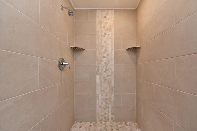 bathroom featuring tiled shower