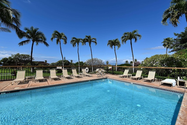 view of swimming pool featuring a patio