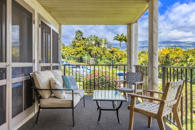 balcony with a mountain view