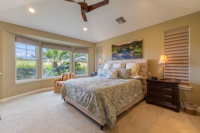 2563 Umeke Cir Unit 64, Kihei, HI 96753 - carpeted bedroom with lofted ceiling, baseboards, recessed lighting, and ceiling fan