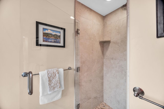 bathroom featuring a stall shower