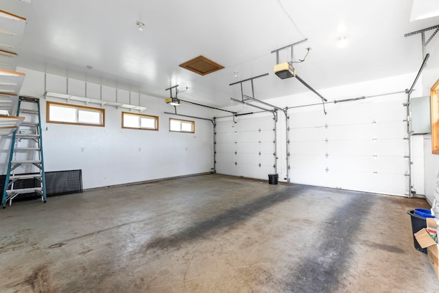 garage with a garage door opener