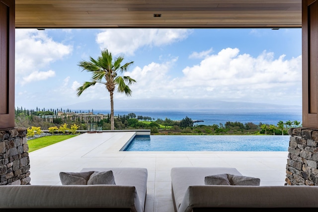 210 Naio Pl, Lahaina, HI 96761 - view of swimming pool with an infinity pool, a patio, and a water view