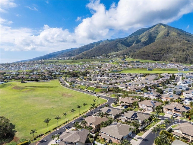 drone / aerial view with a mountain view