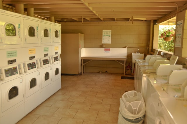 laundry room featuring independent washer and dryer and stacked washer / drying machine