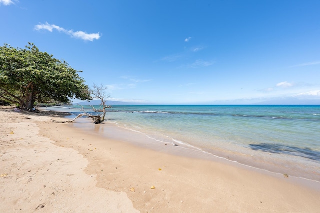 view of water feature with a view of the beach